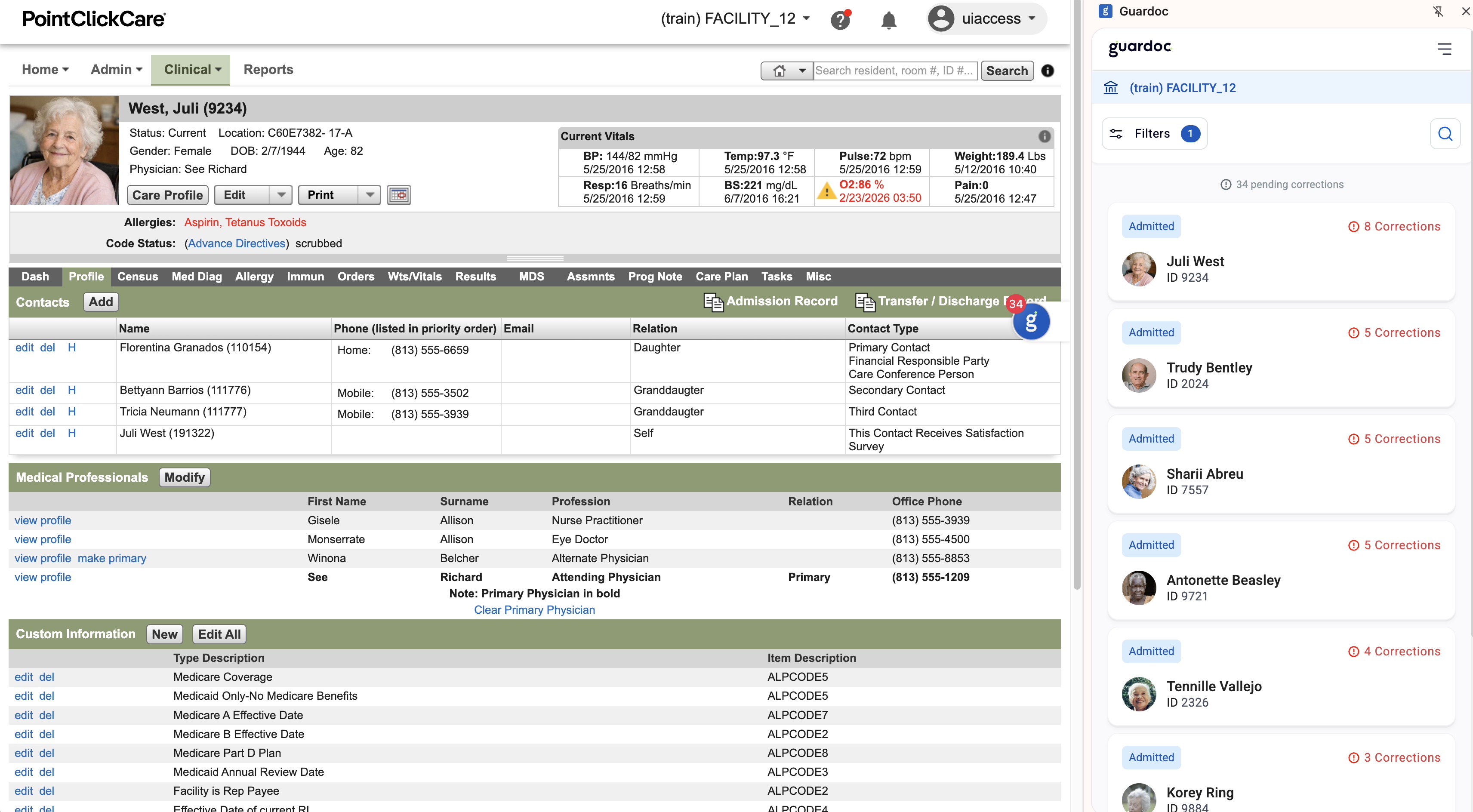 Guardoc sidebar inside your EHR